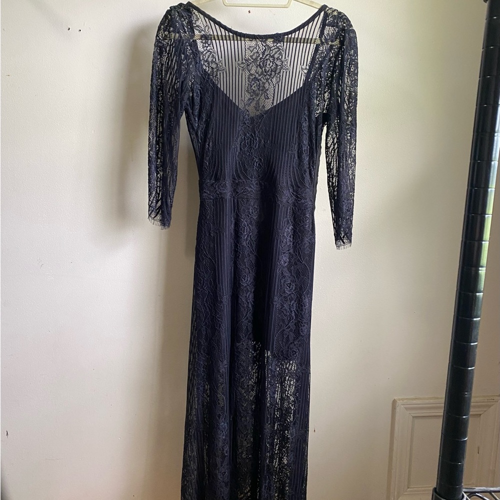 For Love And Lemons Black V-Neck Backless Gown